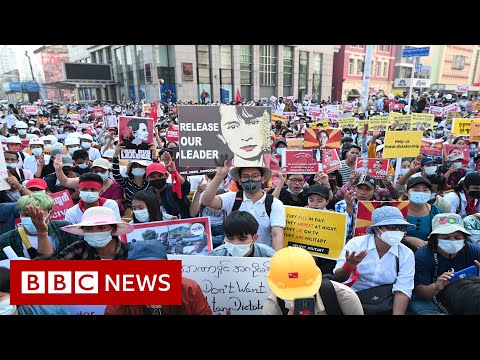 Roads blocked in Yangon as thousands protest Myanmar coup – BBC News