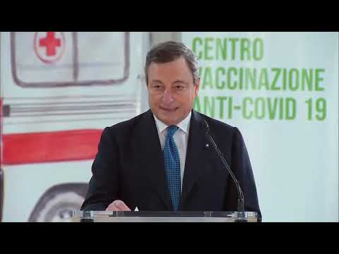 Intervento del Presidente Draghi al Centro vaccinale anti-Covid di Fiumicino