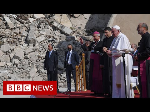 Pope Francis prays among churches ruined by ISIS in Iraq – BBC News