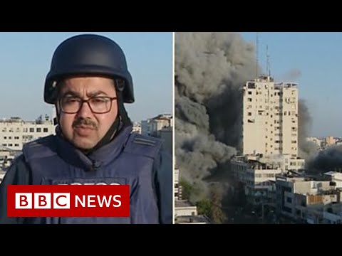 Israel-Gaza: Strike collapses building during live BBC report – BBC News