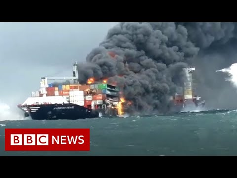 Sri Lanka navy rescue crew following chemical fire on cargo ship – BBC News