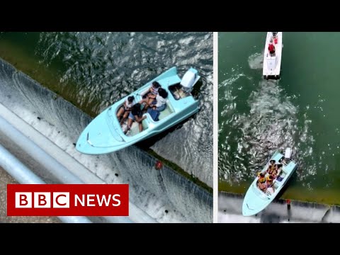 Boaters have a close call with a Texas dam – BBC News