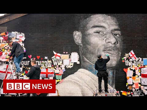 Defaced Marcus Rashford mural in Manchester fixed after racist abuse –  BBC News