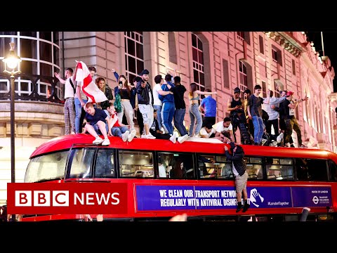 England celebrates Euro 2020 semi-final victory against Denmark – BBC News