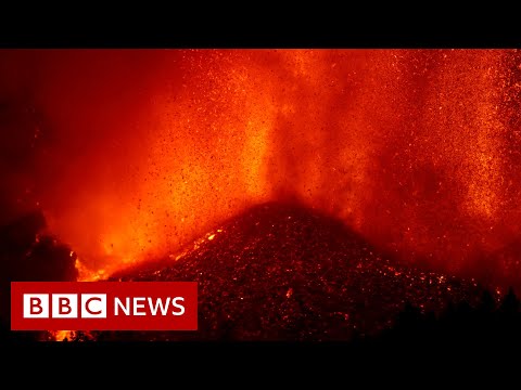 Lava from erupting volcano destroys homes in Spanish Canary Islands  – BBC News