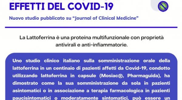 Studio clinico, la lattoferrina contiene gli effetti del Covid-19