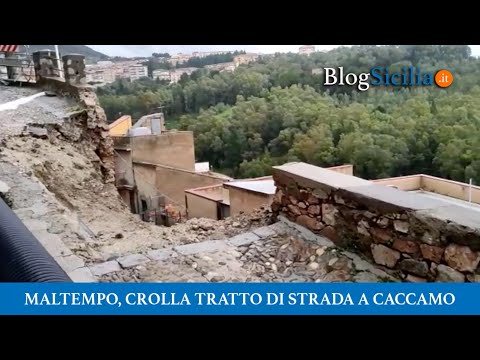 Crolla tratto di strada a Caccamo