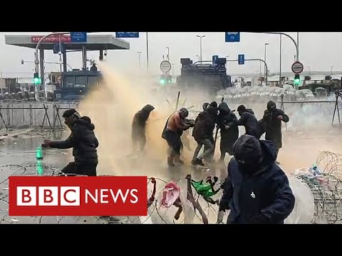 Water canon and tear gas used on migrants at Belarus-Poland border – BBC News