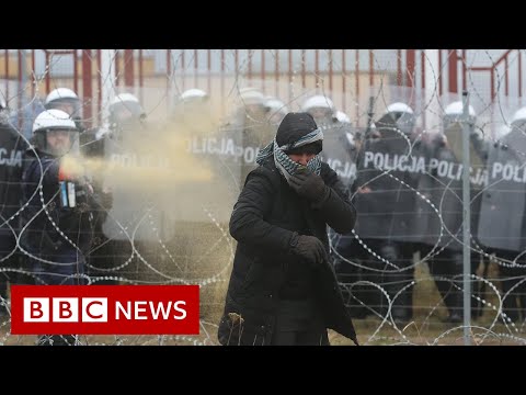 Polish forces use tear gas on migrants trying to cross from Belarus – BBC News