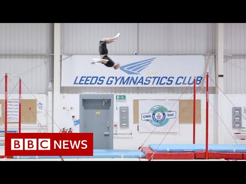 Gymnast breaks Guinness World Record backflip record – BBC News