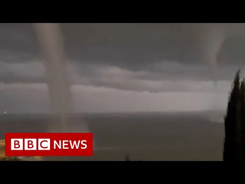 Tornado-like funnels form off coast of Sicily  – BBC News