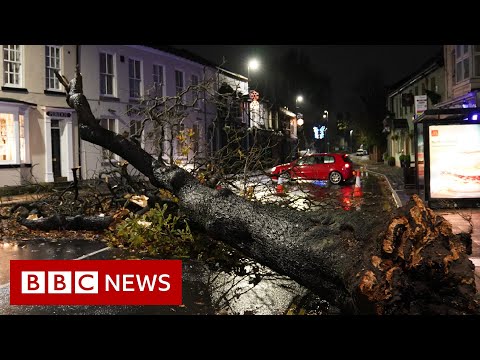 Two men die as Storm Arwen brings 98mph gusts to UK – BBC News