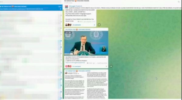 Messaggi d’odio No Vax su Telegram, minacce a Draghi e Biden