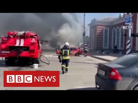 At least 50 dead as missiles strike Ukraine train station packed with civilians – BBC News