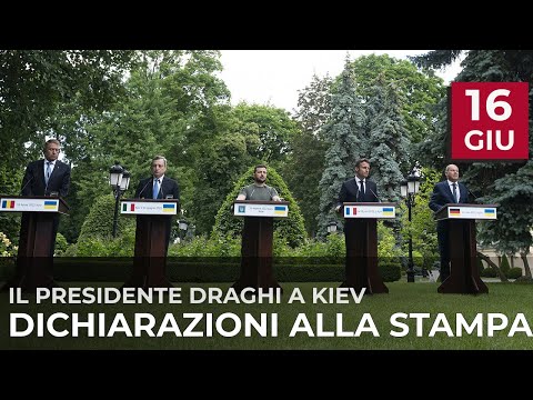 Incontro Draghi – Macron – Scholz – Iohannis – Zelensky a Kiev, dichiarazioni alla stampa