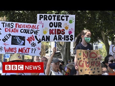 Tens of thousands march for gun control in US after Texas school shooting – BBC News