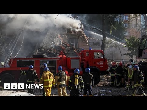 Russia hits Ukrainian capital Kyiv with wave of kamikaze drones  – BBC News