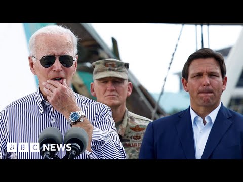 Rivals Biden and DeSantis project unity over Hurricane Ian – BBC News