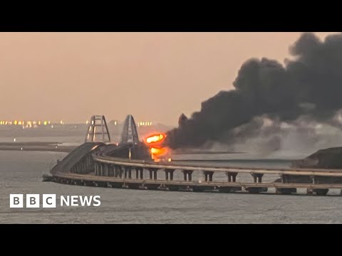 Large fire breaks out on only bridge connecting occupied Crimea to Russia – BBC News