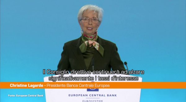 Bce, Lagarde “L’aumento dei tassi potrebbe continuare”