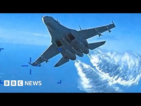 US release footage of drone crash with Russian jet – BBC News