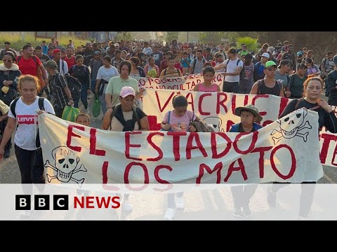 Migrants march through Mexico demanding justice over detention centre deaths – BBC News