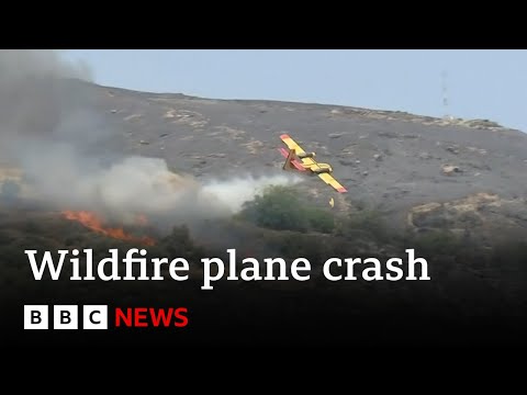 Greece wildfires: Plane crashes fighting fires – BBC News