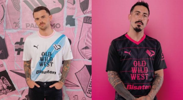 Nero e magenta nella seconda maglia del Palermo, striscia azzurro-City nella terza