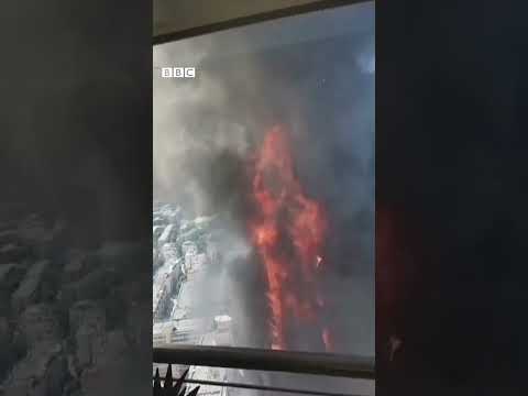 A huge fire ripped through an office building in China #Shorts #Fire #BBCNews