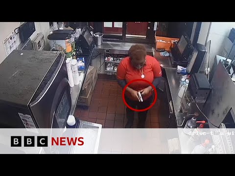 Moment fast food worker draws gun on customer over ‘missing fries’ – BBC News