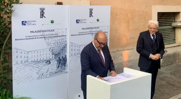 Inaugurato cantiere a Palazzo San Felice, Mattarella ringrazia Sangiuliano