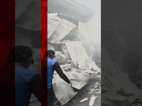 A glimpse at the aftermath of air strikes in Jabalia #Gaza #Shorts #BBCNews