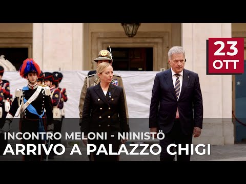 Incontro Meloni – Niinistö, l’arrivo a Palazzo Chigi