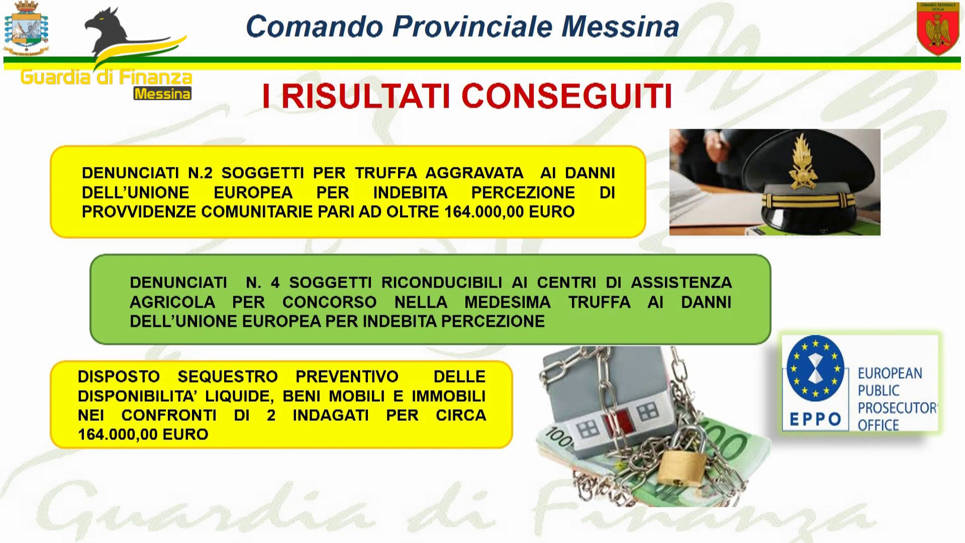 Truffa a Ue nel settore agricolo nel messinese, denunce e sequestri