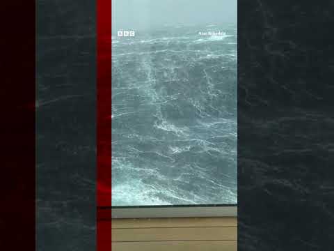 Huge waves filmed on cruise ship in storm in Bay of Bisacy #Shorts #CruiseShip #BBCNews