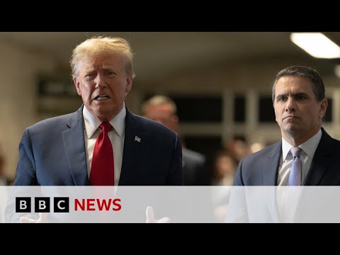 Donald Trump gives speech as New York criminal trial date set | BBC News