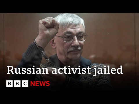 Russian human rights activist Oleg Orlov jailed over Ukraine war opposition | BBC News