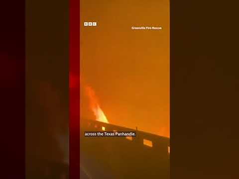 Fire truck drives through Texas wildfires. #Shorts #Texas #Wildfires #BBCNews