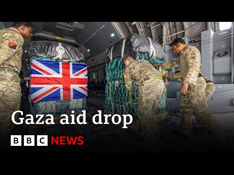 Largest international aid airdrop into Gaza since conflict began takes place | BBC News