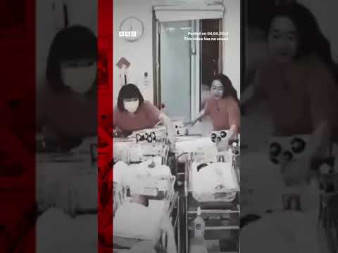 Moment maternity staff rush to keep babies safe during earthquake. #Shorts #Taiwan #BBCNews