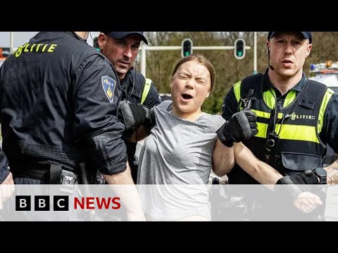 Greta Thunberg arrested at Hague climate protest | BBC News