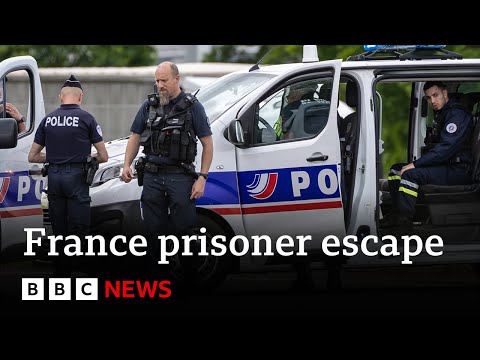 Manhunt under way in France after two prison officers killed in prisoner escape | BBC News