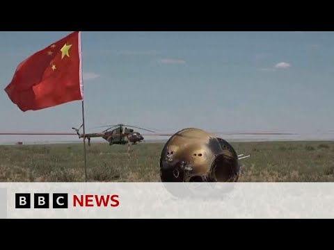 China space probe returns to Earth with rare Moon rocks | BBC News