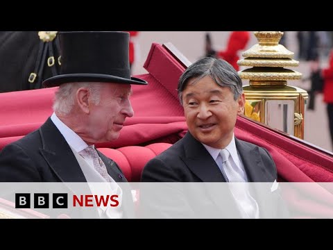 King Charles Queen Camillia and Prince William greet Japan’s Emperor Naruhito | BBC News