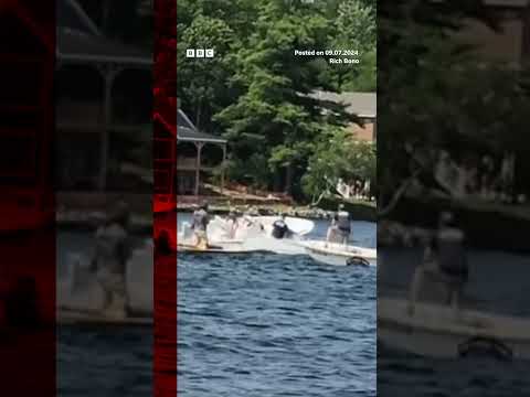 A teenager leaps from a jet ski to stop a runaway boat. #JetSki #NewHampshire #BBCNews