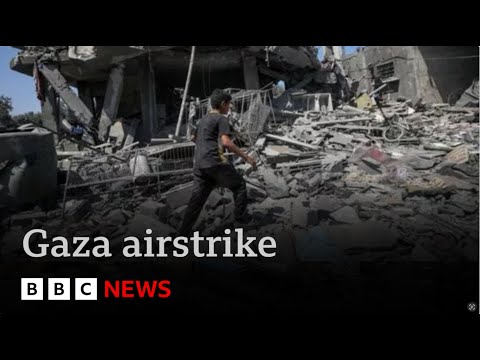 At least 29 Palestinians killed in airstrike on camp for displaced people | BBC News