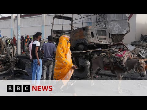 Several killed in car bomb explosion at Mogadishu cafe during Euro 2024 final | BBC News