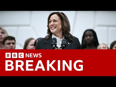 Kamala Harris publicly speaks for first time since Joe Biden left presidential race | BBC News