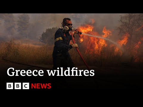 Greece wildfires reach Athens as thousands are evacuated | BBC News