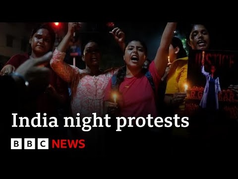 Indian women lead night protests after doctor’s rape and murder | BBC News